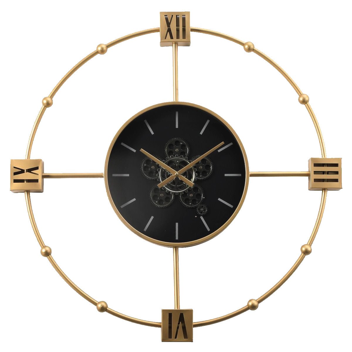 Round Tiffany Exposed Gear Movement Wall Clock Gold 98cm