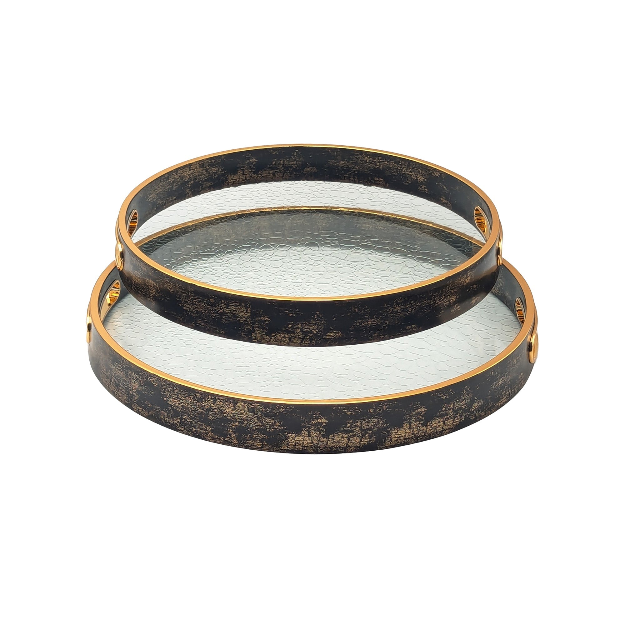 Rustic Champagne Round Serving Trays