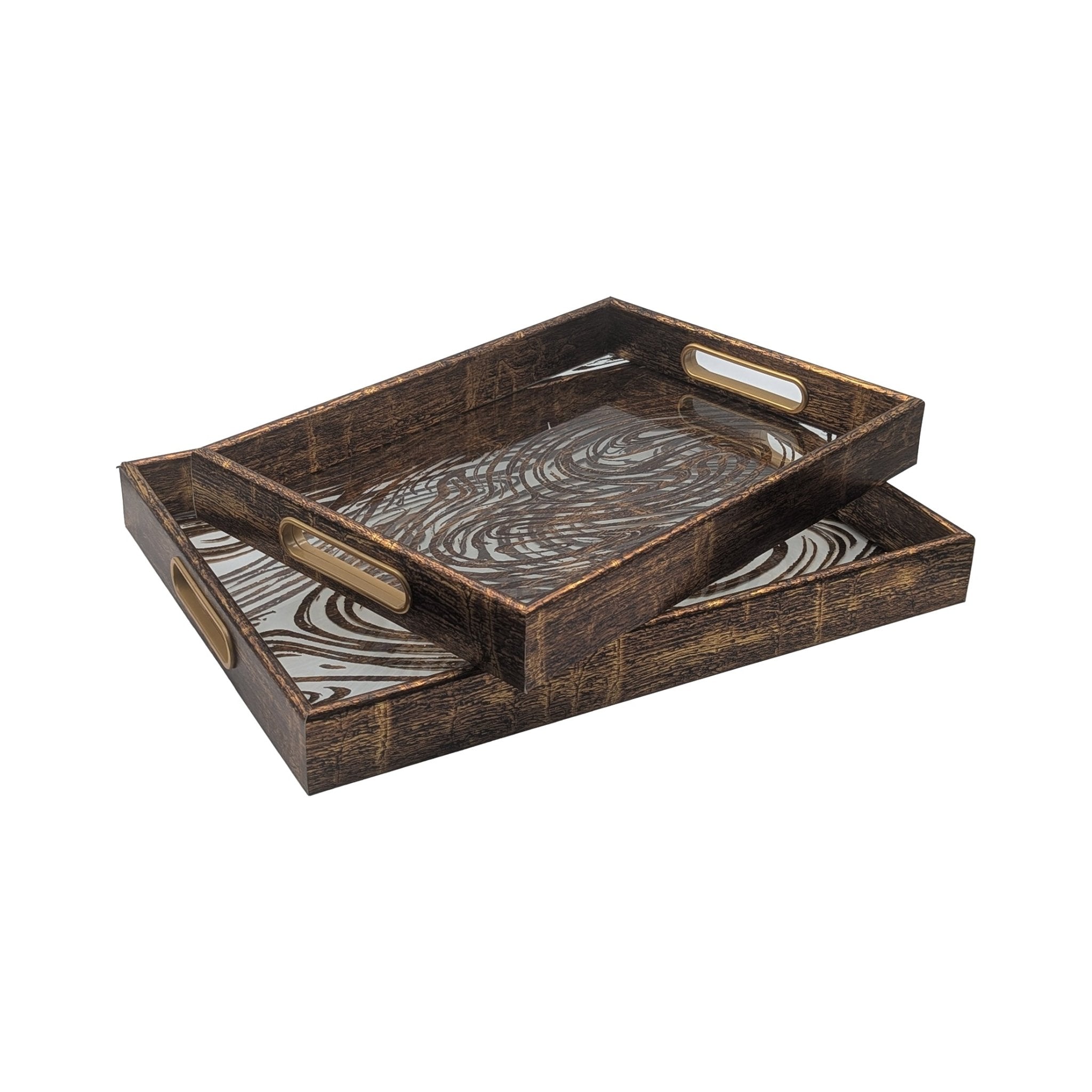 Rustic Serving Trays, Set of 2 Gold & ChampagneLuxury Co