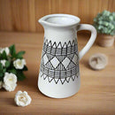 Sahara Painted Ceramic Jug White & Black 25cm - Luxury Co