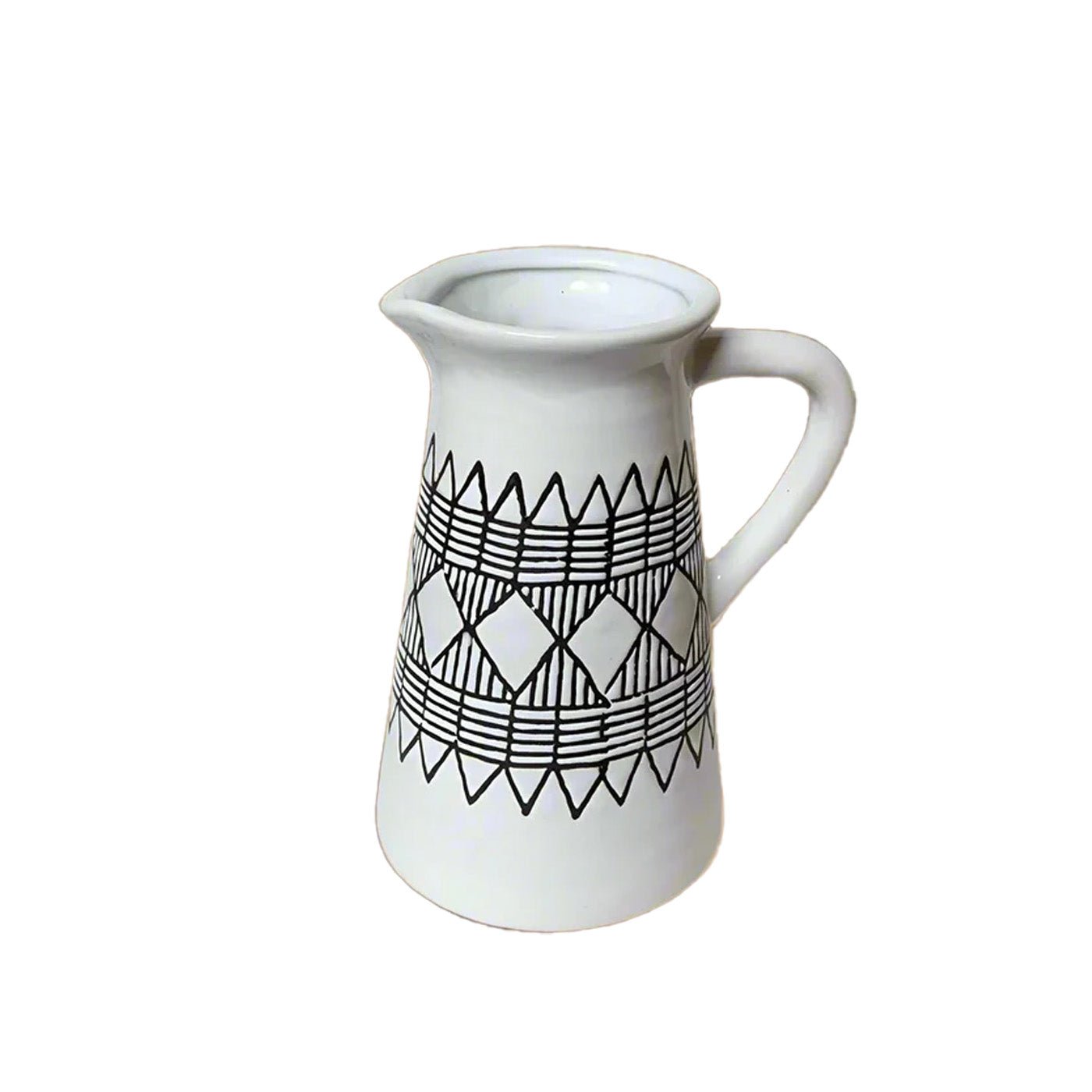 Sahara Painted Ceramic Jug White & Black 25cmLuxury Co