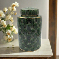 Selangor Palm Ginger Jar 26cm Green/Gold - Luxury Co