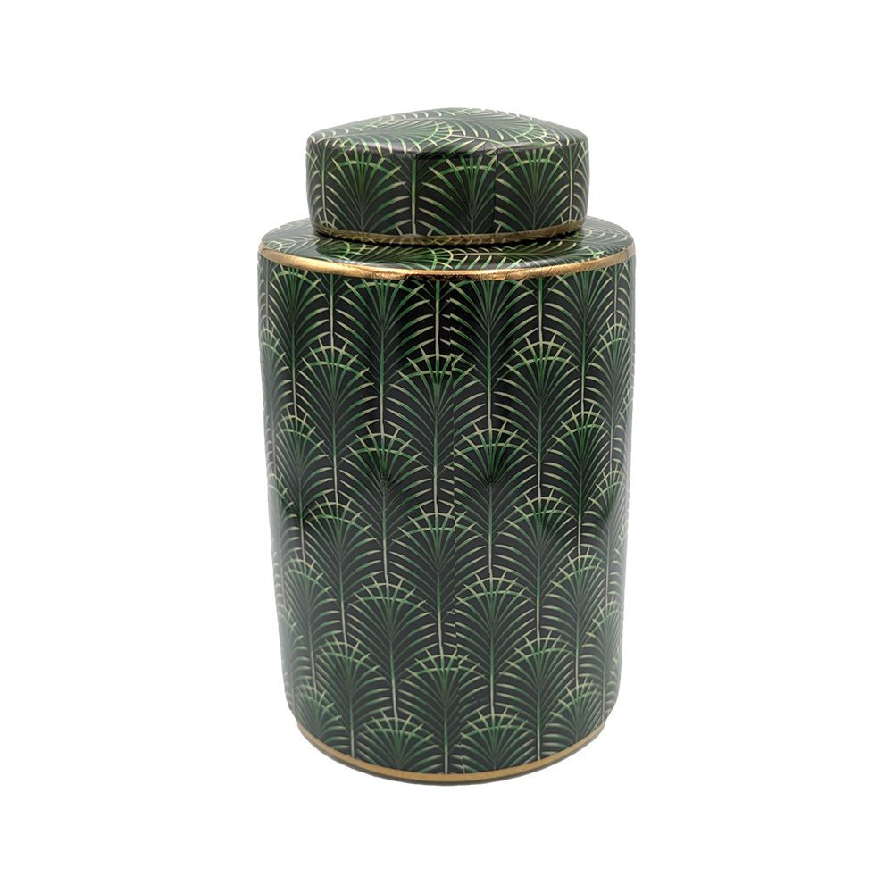 Selangor Palm Ginger Jar 26cm Green/Gold - Luxury Co