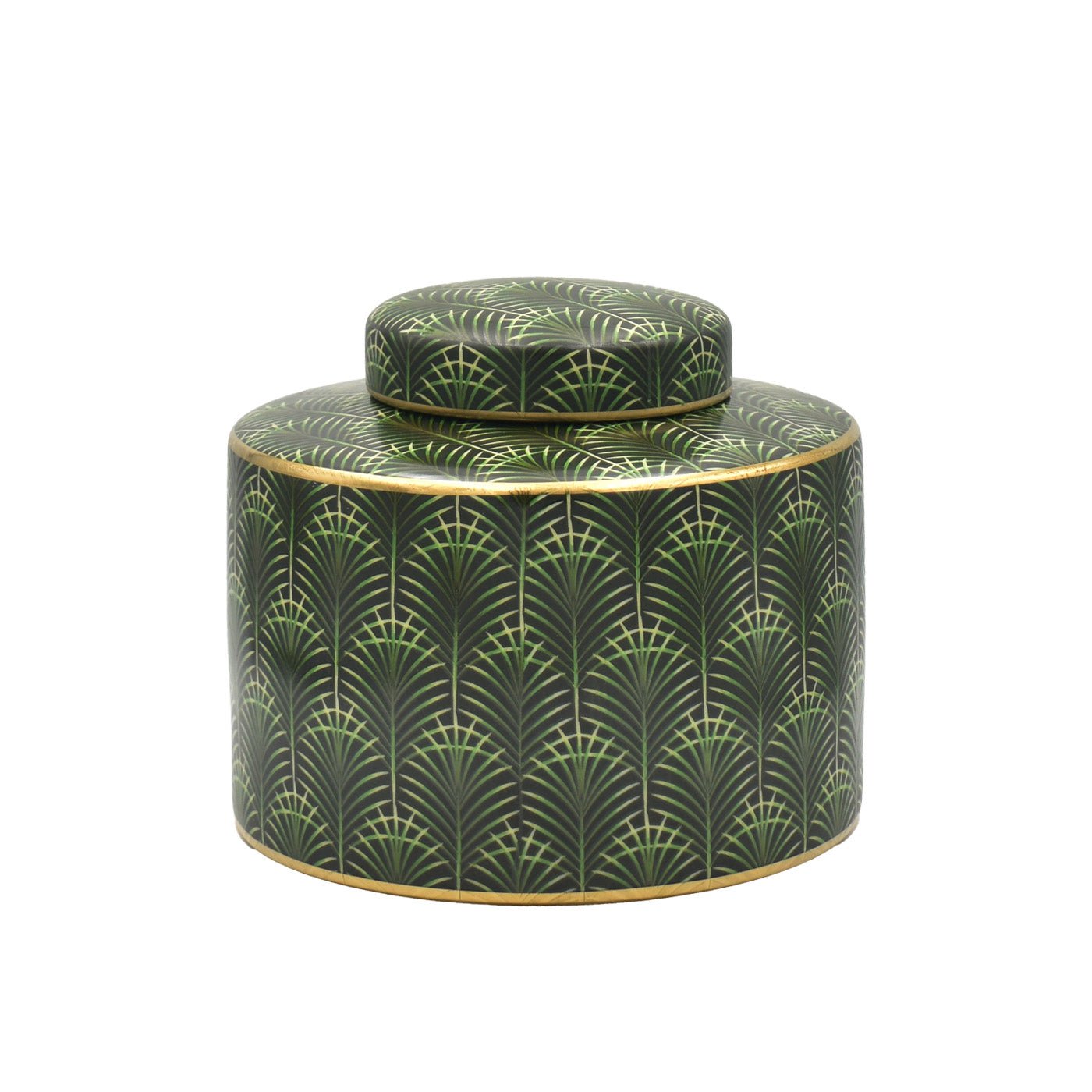 Selangor Palm Leaf Ginger Jar 20cm Green/GoldLuxury Co