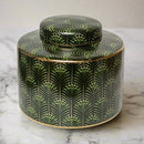 Selangor Palm Leaf Ginger Jar 20cm Green/Gold - Luxury Co