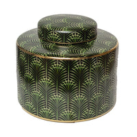 Selangor Palm Leaf Ginger Jar 20cm Green/Gold - Luxury Co