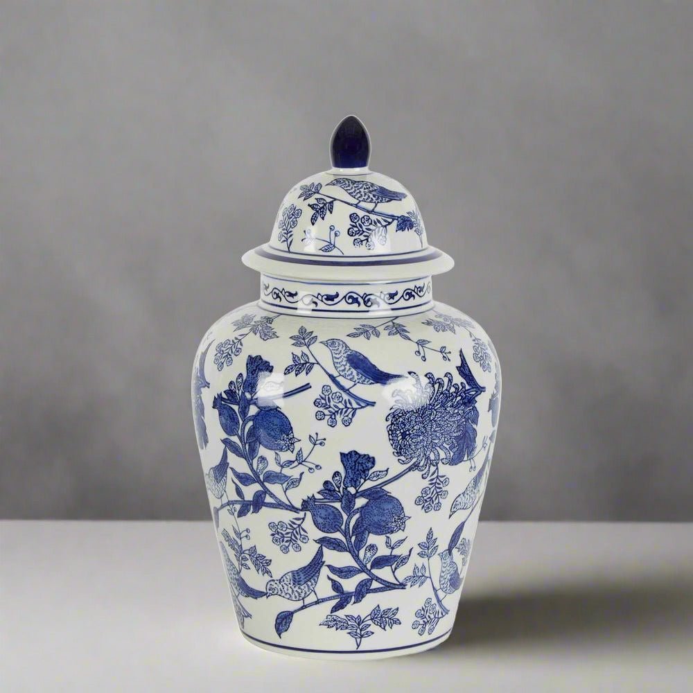 Sienne Ceramic Ginger Jar - Blue/White 35cmH