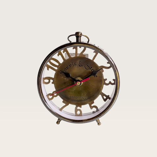 Antique Brass Skeleton Cutout Table Clock