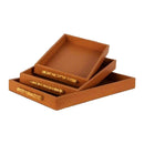 Tan Leather Tray Cashel Decorative Set - 3 TraysLuxury Co