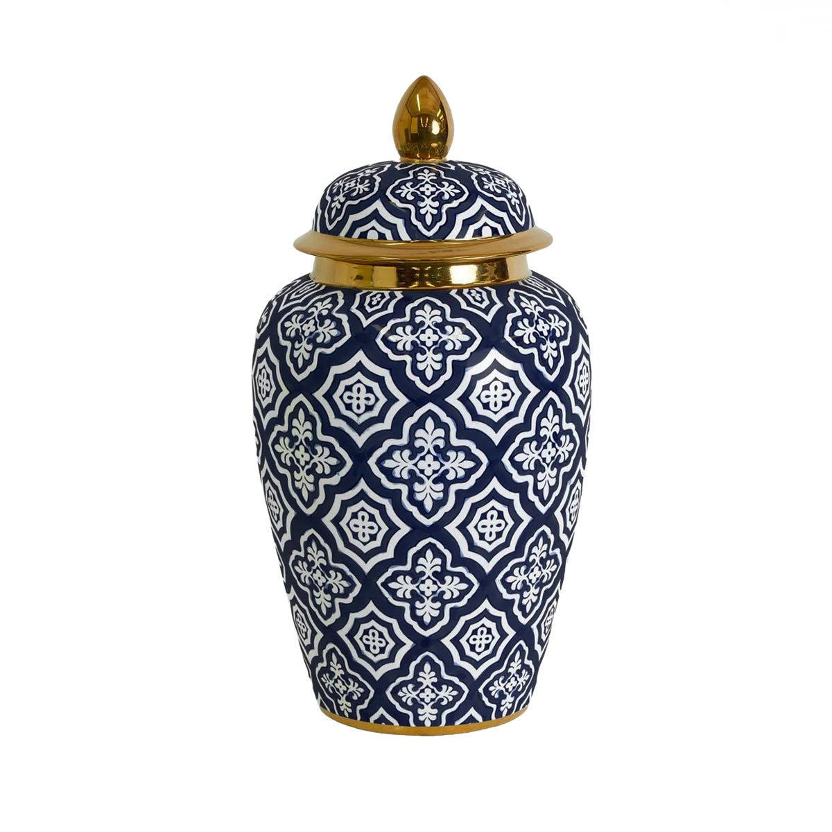 Tangier Gold & Navy Ceramic Ginger Jar