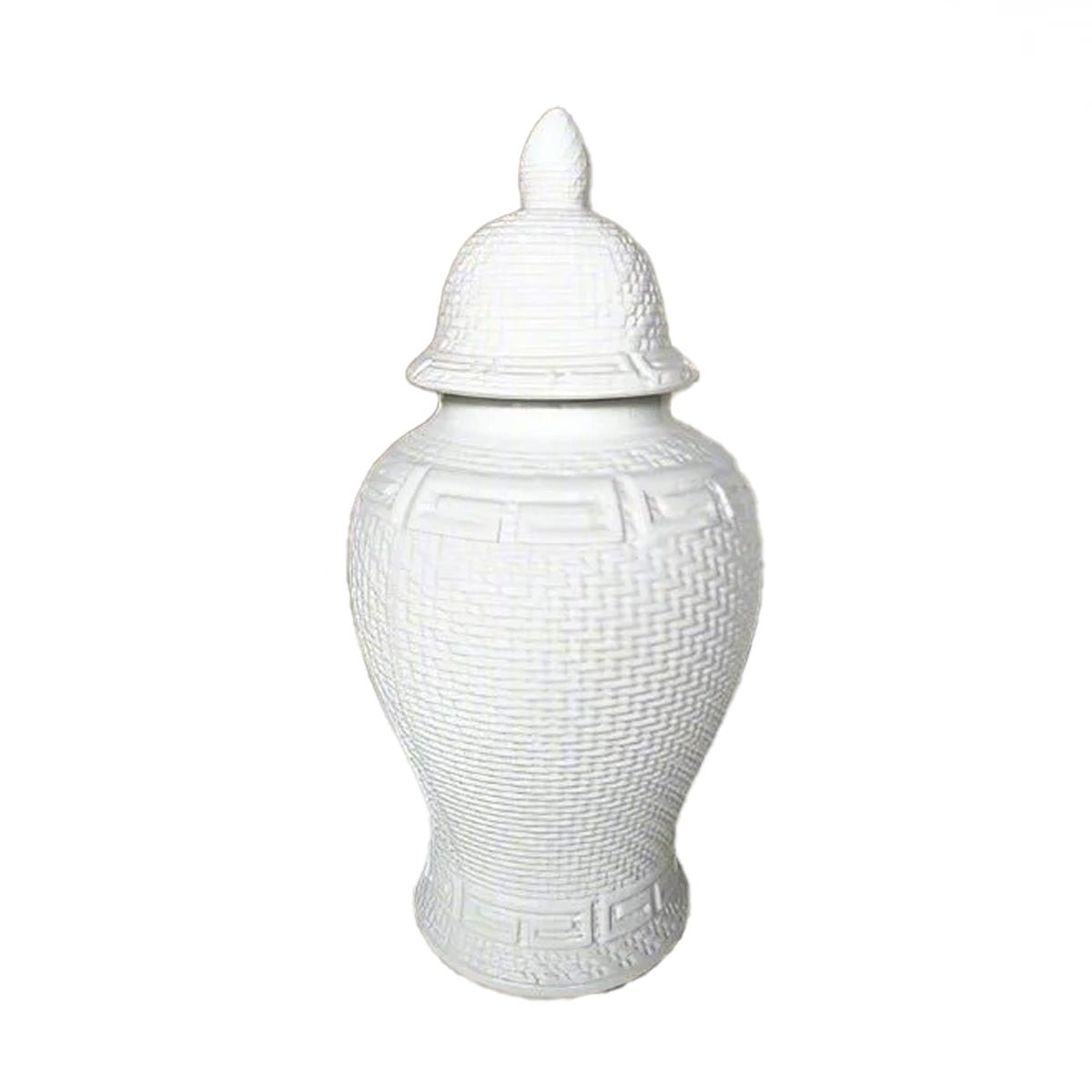 Temple Zen Style Ceramic Jar - White, 46cm High