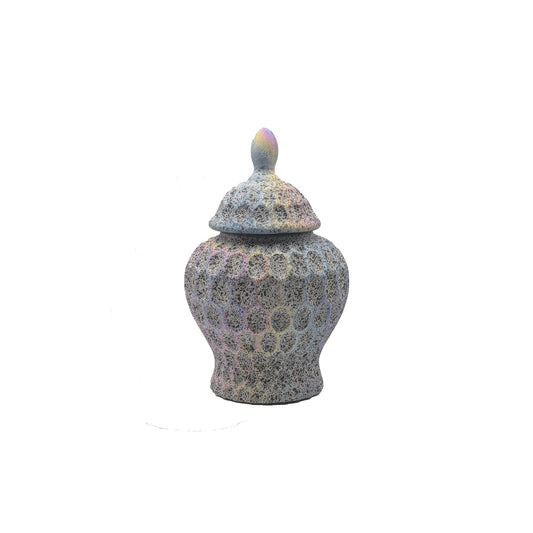 Textured Ceramic Vase with Lid - Multicolor Honeycomb DesignLuxury Co