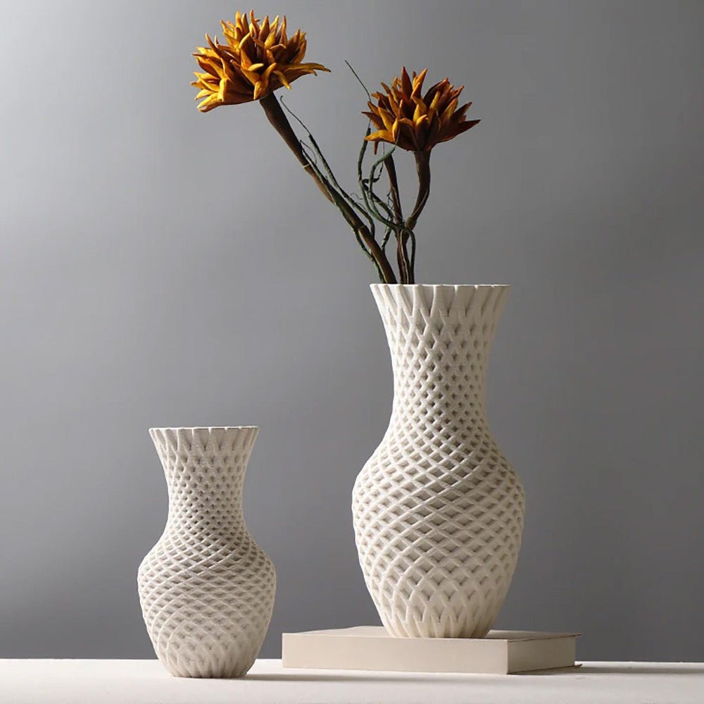 Unique 3D White Ceramic Vase - Creative Flower