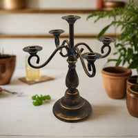 Vintage Candlestick Aged Rustic Gold Holder - Luxury Co