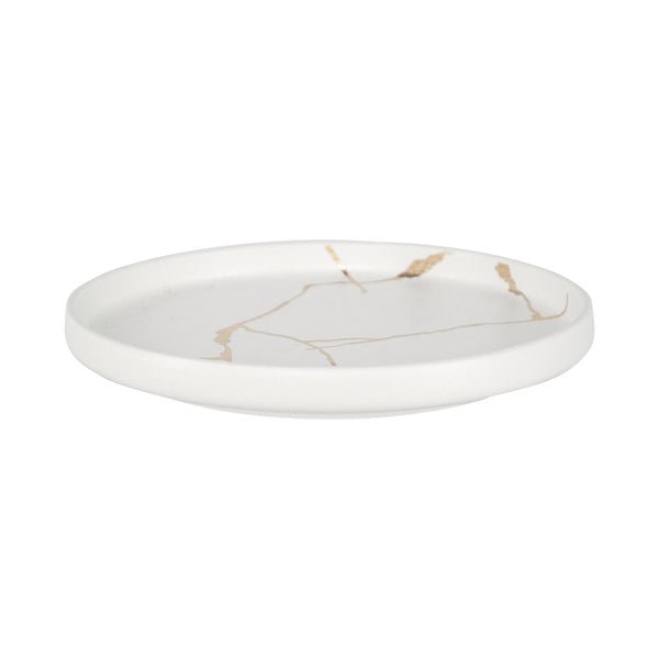 Wabi - Sabi Large Ceramic Round Plate White/Gold - Luxury Co