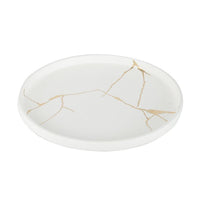 Wabi - Sabi Large Ceramic Round Plate White/Gold - Luxury Co