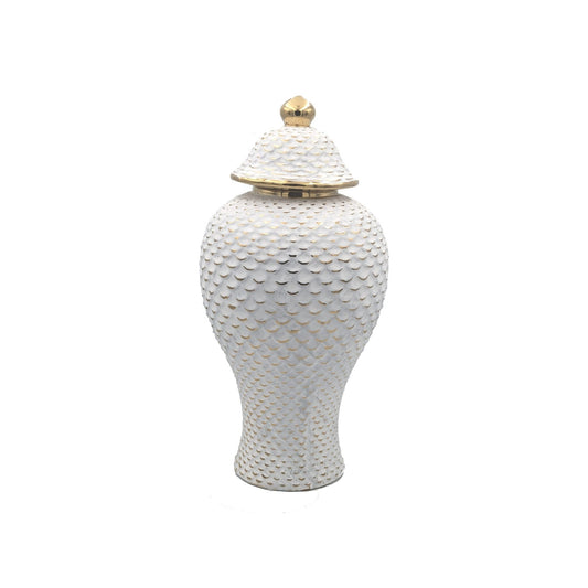 White Ceramic Vase with Gold - Elegant Home DécorLuxury Co