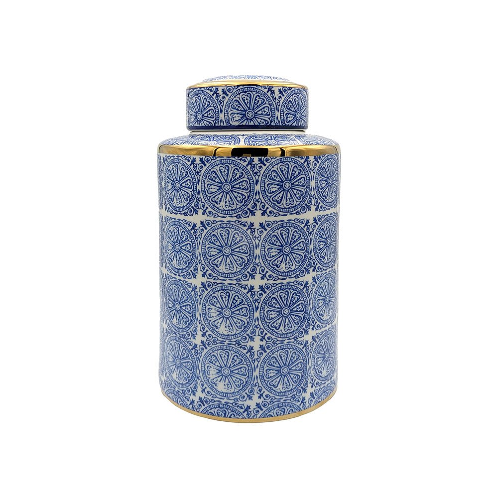 Willow Ceramic Ginger Jar - Blue/Gold - Luxury Co