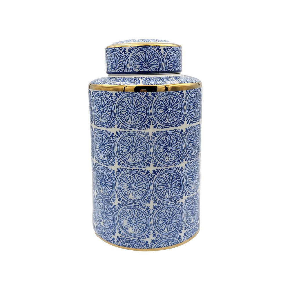 Willow Ceramic Ginger Jar - Blue/Gold - Luxury Co