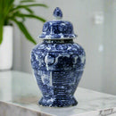 Zaro Decorative Ginger Jar - Blue/White - Large Size - Luxury Co